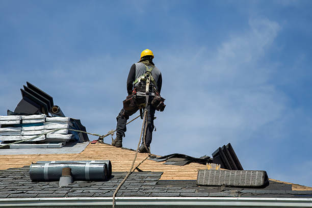 Professional Roof Replacement technician working in Martindale, TX